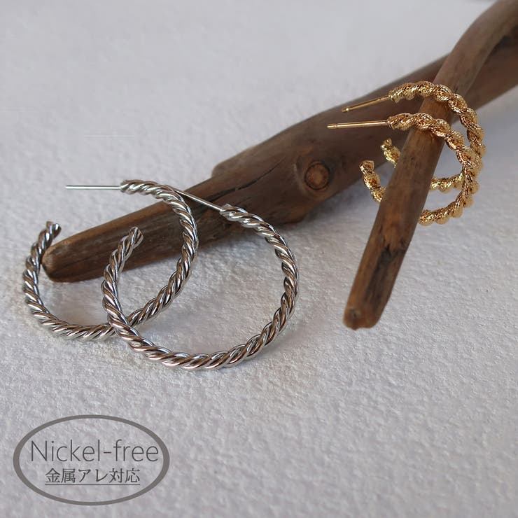 Melody Accessory ピアス フープ 金属アレルギー対応 フープピアス アレルギー対応 ゴールド K18GP 30mm 20mm シンプル オフィス...