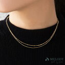 Melody Accessory ネックレス 日本製 K18GP ステーション スエッジ チェーン 2連 チョーカー ショート ノンアレルギー ニッケルフリー ラウンド レディース 華奢 ゴールド シルバー ブランド おしゃれ 春 プレゼント 夏 秋