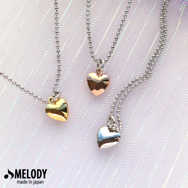 【10％OFFクーポン！1/16(金)1:59まで】Melody Accessory ネックレス モチーフ コンビカラー バイカラー ミックス ニッケルフリー 選べる ハート メタル ボールチェーン 立体 3D ぷっくり トレンド オフィス 小ぶり シン