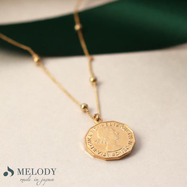 【10％OFFクーポン！1/16(金)1:59まで】Melody Accessory ネックレス コイン ステーションチェーン 45cm 角コイン ワンポイント トレンド 金属アレルギー対応 上品 小ぶり シンプル ブランド チェーン ゴールド おしゃれ