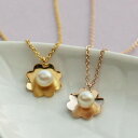 Melody Accessory ネックレス 日本製 パール ネックレス プチペンダント メタル 花 フラワー モチーフ 寄り添うレディース k18gp ゴール...