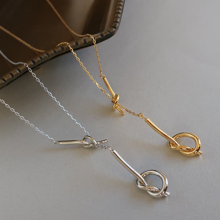 Melody Accessory 結び目 ノット ロングネックレス 日本製 ゴールドラリエット Y字 ネックレス レディース k18gp ゴールド シルバー 30代 40代 50代 ペンダント 大ぶり ロング ネックレス カジュアル プレゼント ギフト