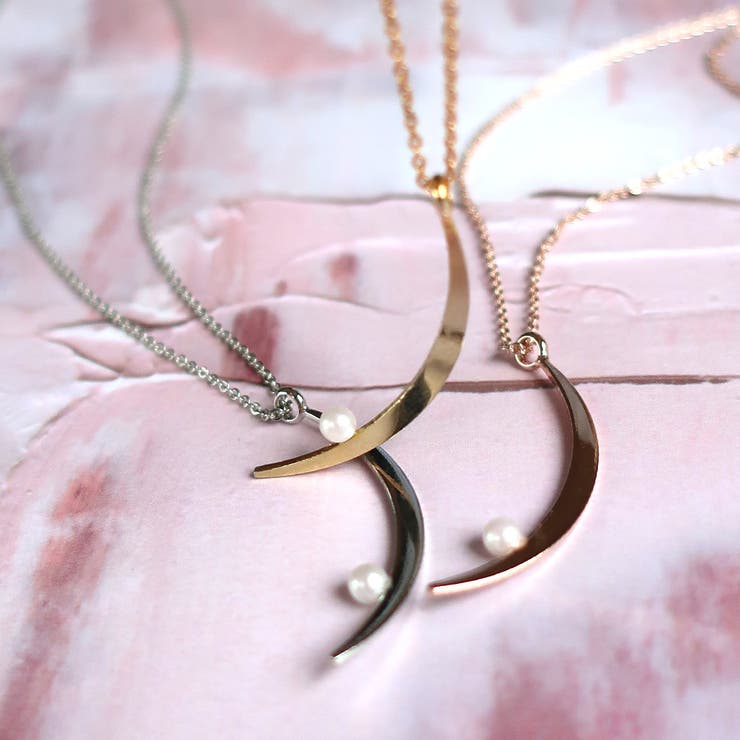 【20％OFFクーポン！8/5(水)限定】Melody　Accessory ネックレス 三日月 月 モチーフ crescent moon パール ストーン華奢 18kgp ゴールド ピンクゴールド シルバー レディース ペンダント プレゼント ギフト アの商品画像 2