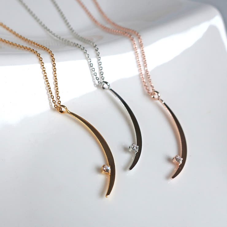 【20％OFFクーポン！8/5(水)限定】Melody　Accessory ネックレス 三日月 月 モチーフ crescent moon パール ストーン華奢 18kgp ゴールド ピンクゴールド シルバー レディース ペンダント プレゼント ギフト アの商品画像 3