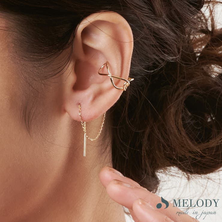【20%OFFクーポン!11/25(火)限定!】Melody Accessory イヤーカフ レディース 日本製 金属アレルギー対応 イヤリング K18GP カ...