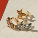 Melody Accessory イヤーカフ スター ハート 星 リボン レディース パヴェ ストーン 日本製 金属アレルギー対応 イヤリング K18GP 片耳 イヤカフ 樹脂キャップ 軟骨 メタル フープ シンプル ゴールド プレゼント アクセサリー