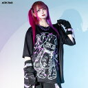 ACDCRAG BLOODネロ Tシャツ 半袖 原宿系 原宿 派手カワ ファッション パンク ロック サイバー うさぎ イラスト 病みかわ 病みかわいい 個性的 ダンス 衣装 ダンス衣装 ヒップホップ レディース ブラック パープル 大きいサイズ ACD