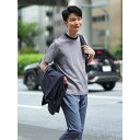 TAKA-Q MEN 【DRESS T-SHIRT】綿ストレッチ クルーネック半袖Tシャツ ボーダー トップス