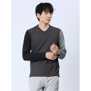TAKA-Q MEN リンクスジャガード千鳥 Vネック長袖Tシャツ トップス