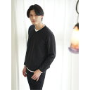 TAKA-Q MEN 畦ニットソー フェイクVネック長袖Tシャツ トップス