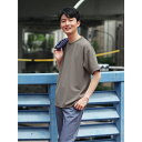 TAKA-Q MEN ふくれストライプ クルーネック半袖Tシャツ トップス