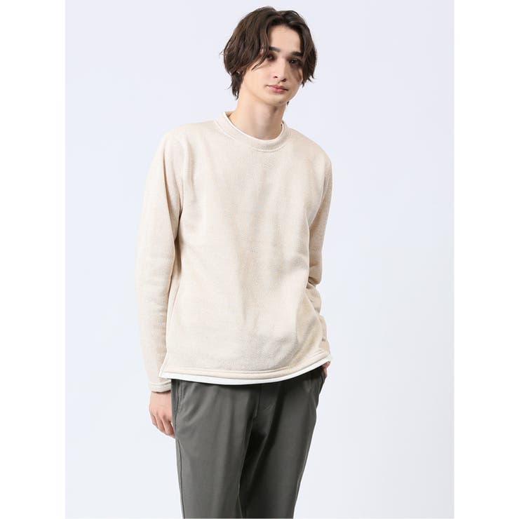 【10％OFFクーポン！1/16(金)1:59まで】TAKA-Q MEN メランジ裏起毛 クルーネック長袖Tシャツ トップス