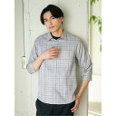 TAKA-Q MEN DRY ワッフルチェック レギュラーカラー7分袖シャツ トップス