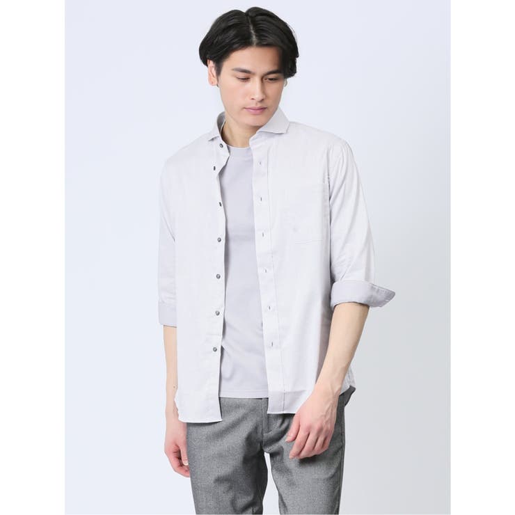 【10％OFFクーポン！2/10(火)1:59まで】TAKA-Q MEN ソラーロ カッタウェイ7分袖シャツ トップス