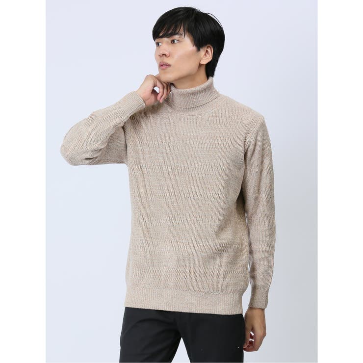 【10％OFFクーポン！11/27(木)1:59まで】TAKA-Q MEN ミックスヤーン タートルニット トップス