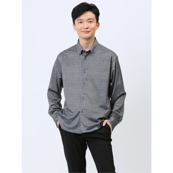 TAKA-Q MEN ModernRelax ストレッチ ボタンダウン長袖シャツ トップス