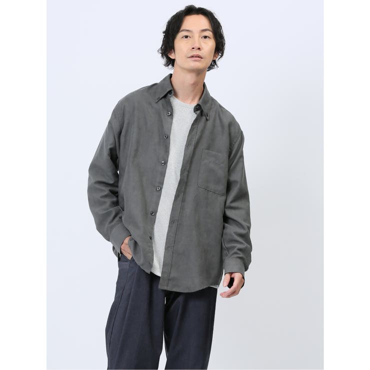 【10％OFFクーポン！2/10(火)1:59まで】TAKA-Q MEN ピーチスキン ボダンダウン長袖シャツ トップス