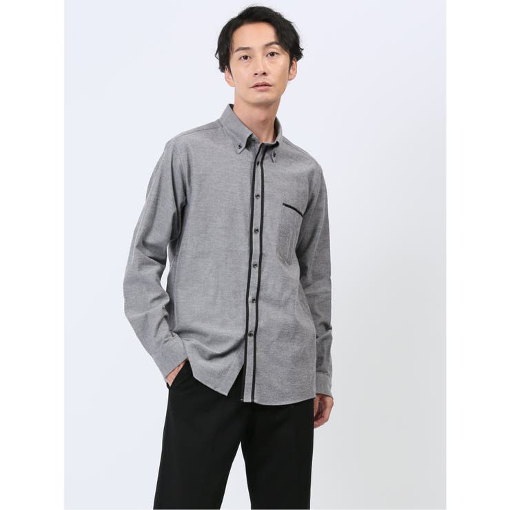 【10％OFFクーポン！2/10(火)1:59まで】TAKA-Q MEN フランネルツイル ボタンダウン長袖シャツ トップス