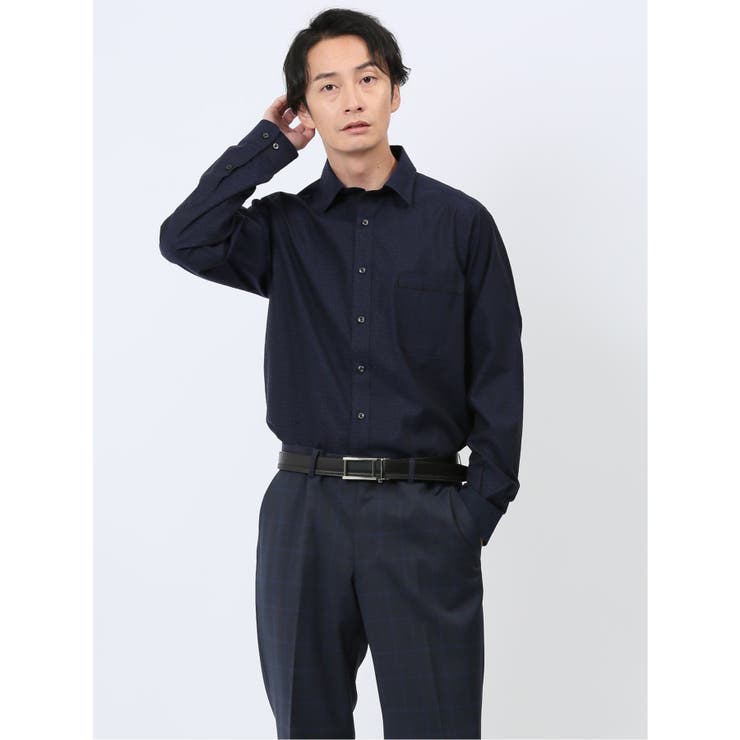 【10％OFFクーポン！2/10(火)1:59まで】TAKA-Q MEN ジャガード小紋柄 ワイドカラー長袖シャツ トップス