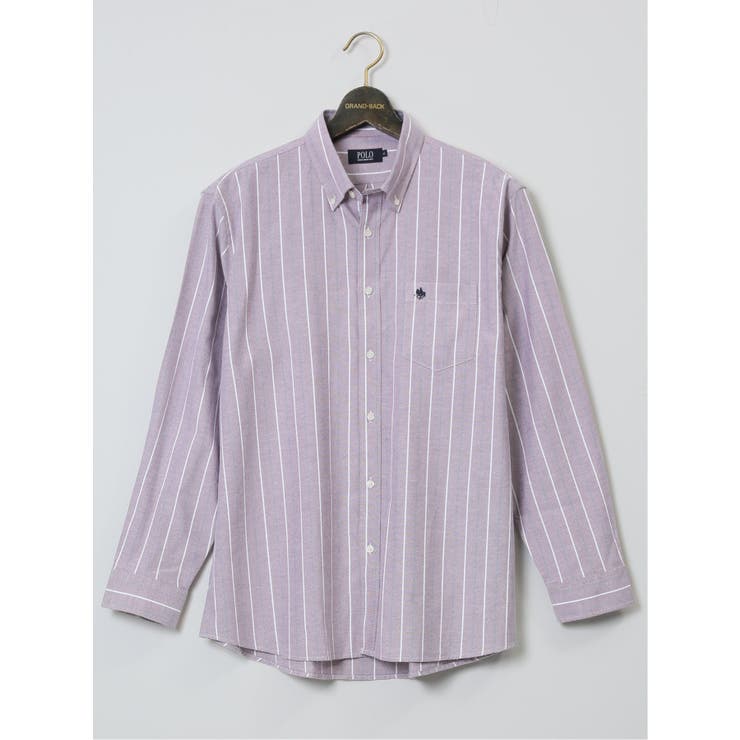 TAKA-Q MEN 【大きいサイズ】ポロ・ビーシーエス/POLO BCS 綿混 チェック&ストライプ柄 ボタンダウン長袖シャツ トップス