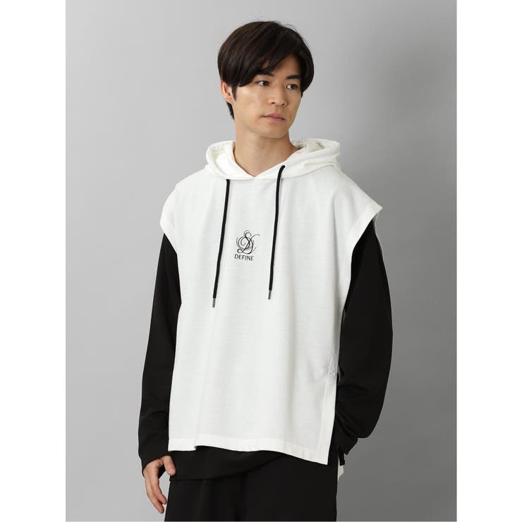 【10％OFFクーポン！2/10(火)1:59まで】TAKA-Q MEN ベストパーカー&長袖Tシャツ アンサンブル トップス