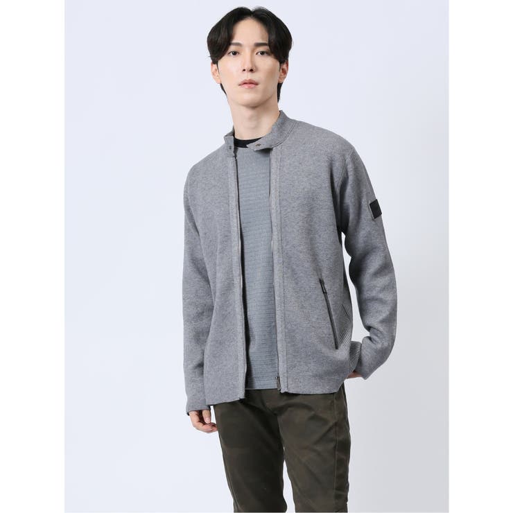 【10％OFFクーポン！12/11(木)1:59まで】TAKA-Q MEN ダブルフェイス ライダース ニットアウター トップス