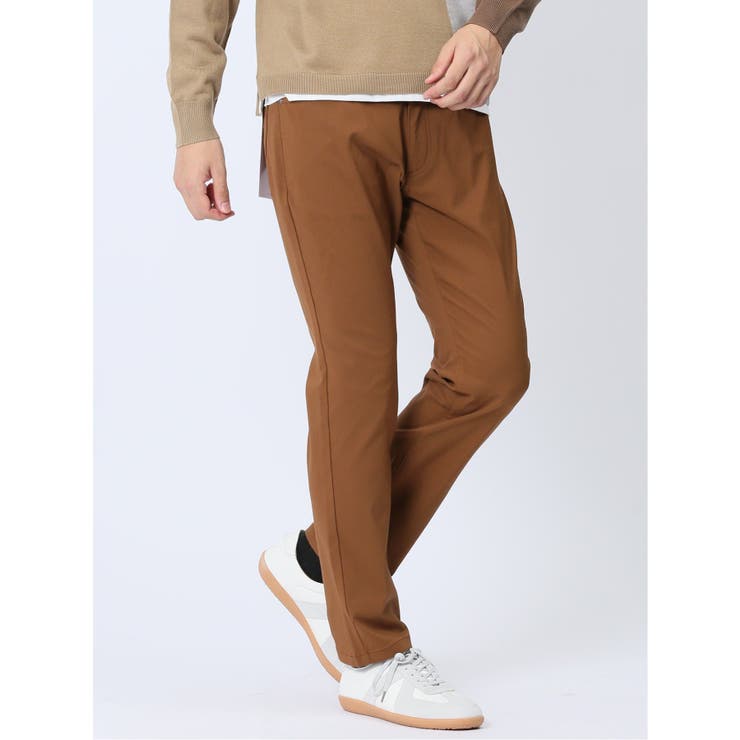TAKA-Q MEN クロスストレッチ+ウォーム スリムパンツ こげ茶 パンツ・ズボン