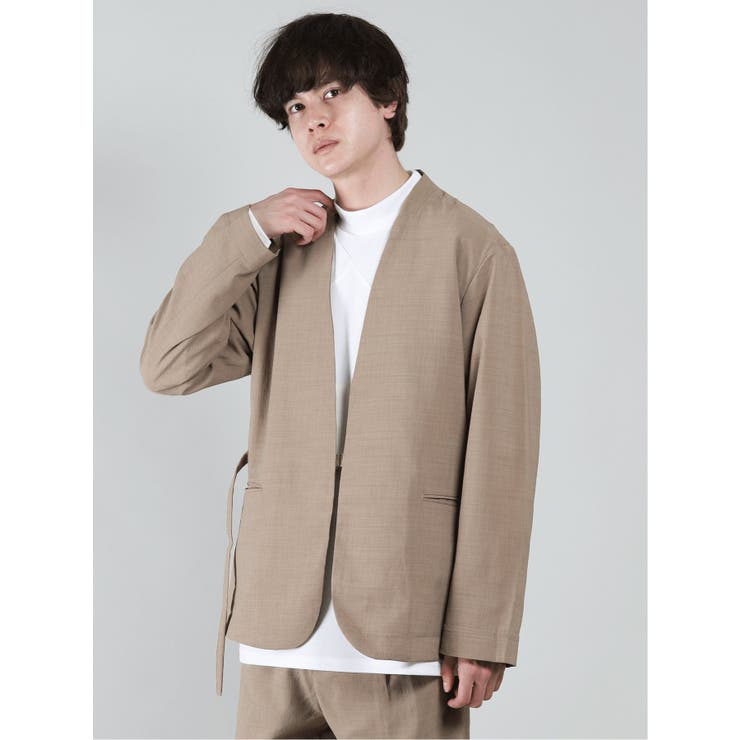 【10%OFFクーポン!11/27(木)1:59まで】TAKA-Q MEN タイロッケン セットアップ ノーカラージャケット アウター(コート・ジャケットなど...