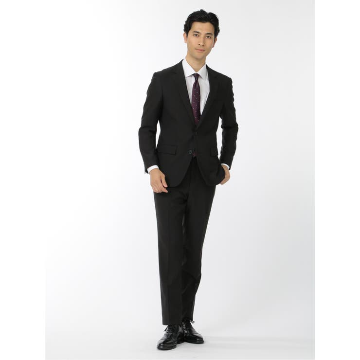 【10%OFFクーポン!11/27(木)1:59まで】TAKA-Q MEN ストレッチウォッシャブル スリムフィット 2ボタン2ピース リクルートスーツ 黒無地...
