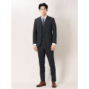 【マラソン期間中 5%OFFクーポン】TAKA-Q MEN ウール混 スリムフィット 2ボタン3ピーススーツ 杢ヘリンボン紺 スーツ