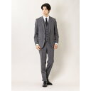 【マラソン期間中 5%OFFクーポン】TAKA-Q MEN ウール混 スリムフィット 2ボタン3ピーススーツ ヘリンボングレー スーツ