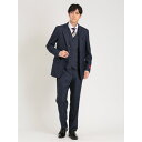 【マラソン期間中 5%OFFクーポン】TAKA-Q MEN シルク混ウール レギュラーフィット 2ボタン3ピーススーツ チェック紺 スーツ