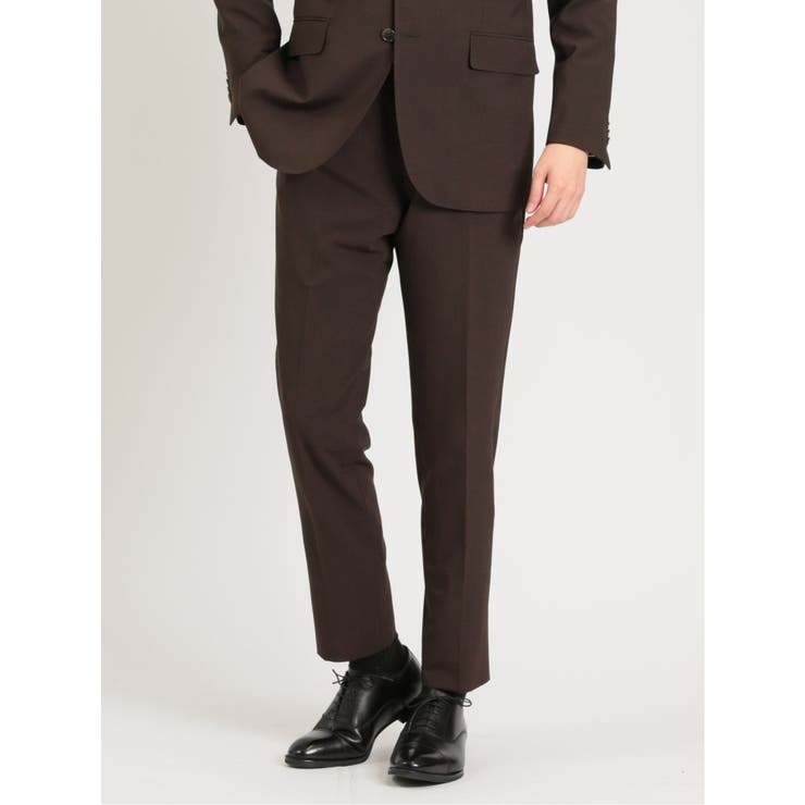 【10％OFFクーポン！1/29(木)1:59まで】TAKA-Q MEN ウールライク ストレッチ スリムフィット ノータックパンツ(セットアップ可能) スーツ