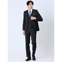 【マラソン期間中 5%OFFクーポン】TAKA-Q MEN 光沢ストレッチ スリムフィット 2ボタン3ピーススーツ ジオメトリック黒 スーツ