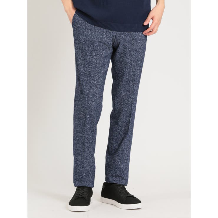 TAKA-Q MEN デニム調ヘリンボン ノータックパンツ(セットアップ可能) パンツ・ズボン