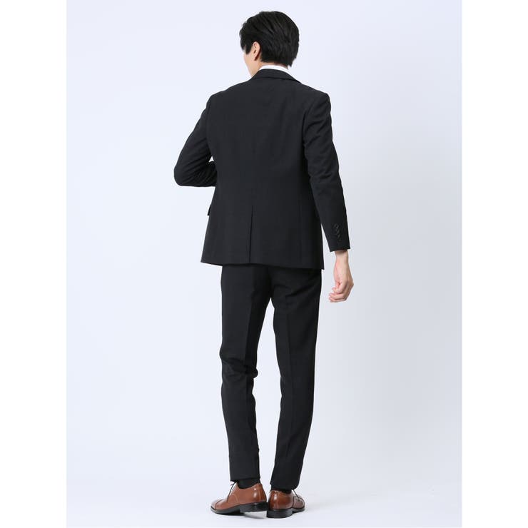 TAKA-Q MEN Woolen Tec On スリムフィット 2ボタン3ピーススーツ チェック紺 スーツ