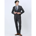 TAKA-Q MEN ストレッチウォッシャブル スリムフィット 2ボタン2ピーススーツ チェックグレー スーツ