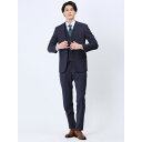 【10%OFFクーポン!11/27(木)1:59まで】TAKA-Q MEN 光沢ウール混 スリムフィット 2ボタン3ピーススーツ チェック紺 スーツ