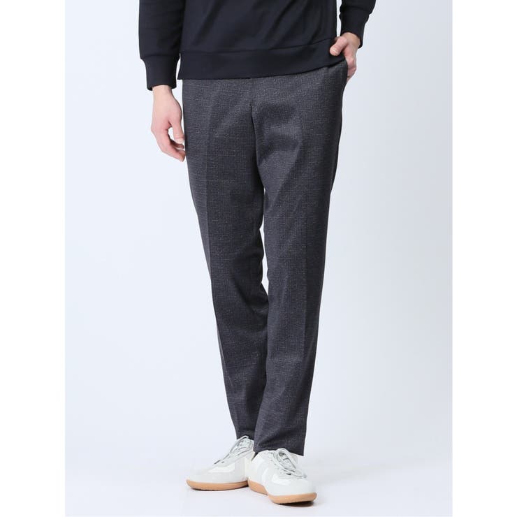 【10%OFFクーポン!11/27(木)1:59まで】TAKA-Q MEN プリントポンチジャージ レギュラーフィット ノータックパンツ グレー(セットアップ可...