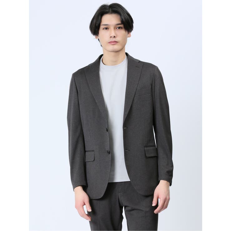 【10%OFFクーポン!11/27(木)1:59まで】TAKA-Q MEN デニム調 スリムフィット 2ボタンジャケット 黒(セットアップ可能) スーツ