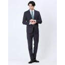 TAKA-Q MEN ストレッチウォッシャブル スリムフィット 2ボタン2ピーススーツ マイクロチェック紺 スーツ