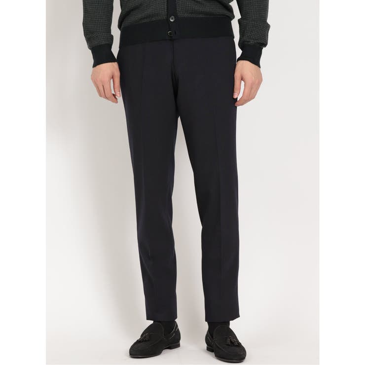 【10％OFFクーポン！12/11(木)1:59まで】TAKA-Q MEN トラベスト/TRABEST スリムフィット ノータックスラックス ストライプダルブルー スーツ