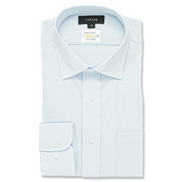 TAKA-Q MEN 形態安定 吸水速乾 スタンダードフィット ワイドカラー長袖シャツ スーツ