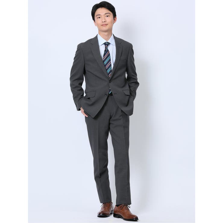 【10%OFFクーポン!11/27(木)1:59まで】TAKA-Q MEN ストレッチウォッシャブル レギュラーフィット 2ボタン2ピーススーツ 千鳥グレー ス...