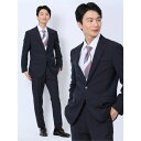 【10%OFFクーポン!11/27(木)1:59まで】TAKA-Q MEN ウール混 スリムフィット 2ボタン2ピーススーツ シャドーストライプ紺 スーツ