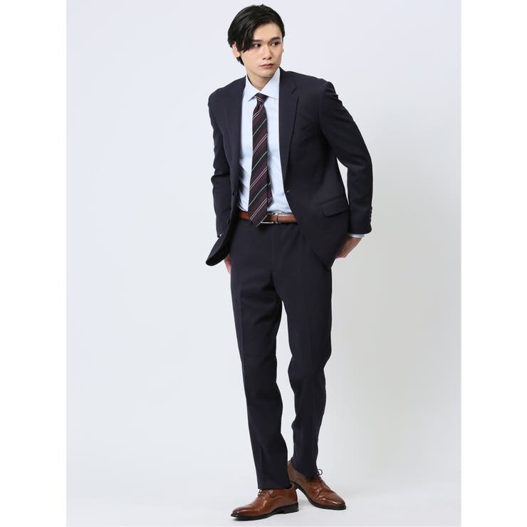 【10%OFFクーポン!11/27(木)1:59まで】TAKA-Q MEN ストレッチウォッシャブル レギュラーフィット 2ボタン2ピーススーツ カルゼ紺 スー...