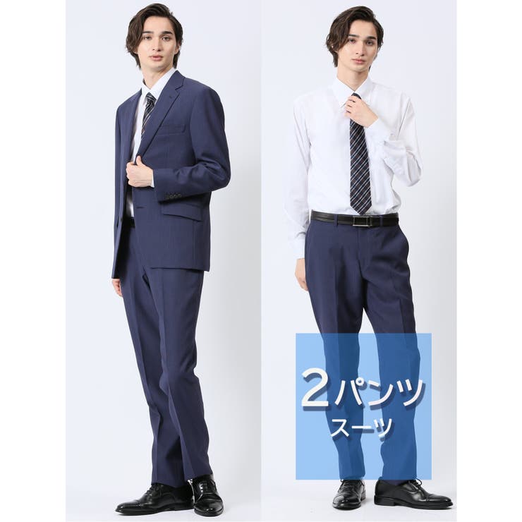 【10%OFFクーポン!11/27(木)1:59まで】TAKA-Q MEN ストレッチウォッシャブル レギュラーフィット 2ボタン2パンツスーツ シャドーストラ...