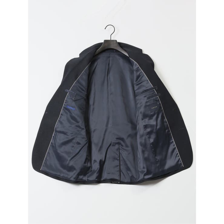 【10%OFFクーポン!11/27(木)1:59まで】TAKA-Q MEN Woolen Tec On スリムフィット 2ボタン3ピーススーツ 組織紺 スーツ