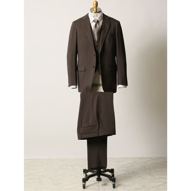 【10%OFFクーポン!11/27(木)1:59まで】TAKA-Q MEN ストレッチウォッシャブル レギュラーフィット 2ボタン3ピーススーツ ソラーロ茶 ス...