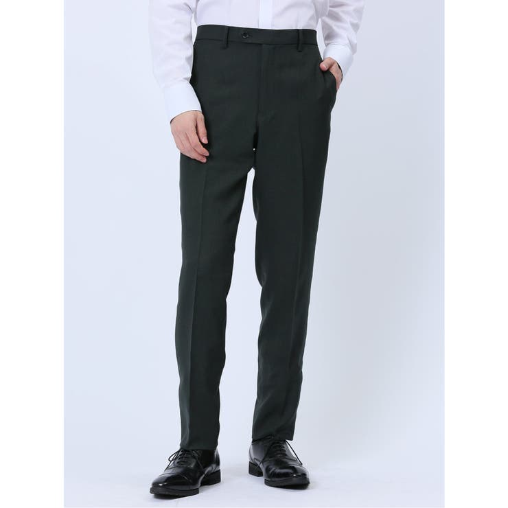 【10％OFFクーポン！1/29(木)1:59まで】TAKA-Q MEN ウールライク スリムフィット ノータックスラックス ドビー黒 スーツ